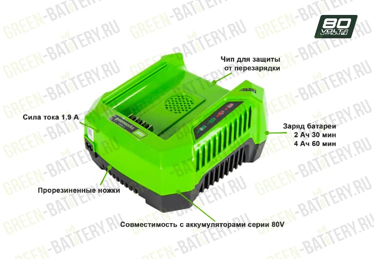 Зарядное устройство Greenworks G80C 80V 2902507