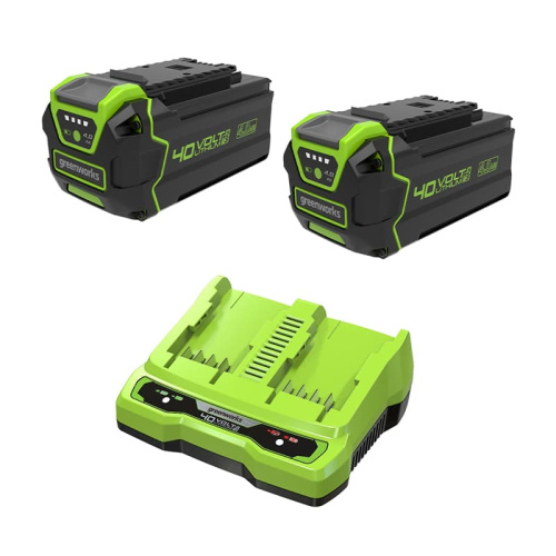 Комплект Greenworks 40V из 2 аккумуляторов 4 Ач и зарядного устройства на 2 слота