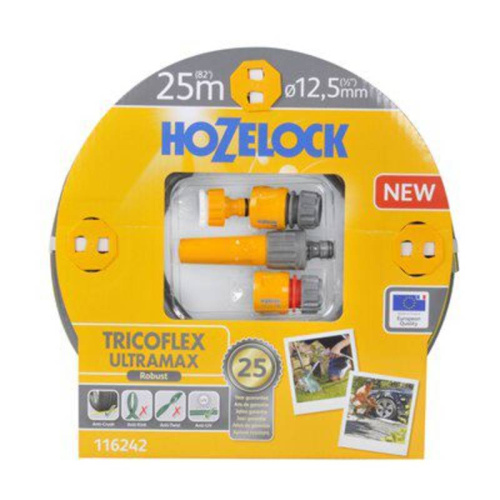 Набор для полива HoZelock 116242: Шланг Tricoflex Ultramax 1/2" 25 м с коннекторами и наконечником для шланга