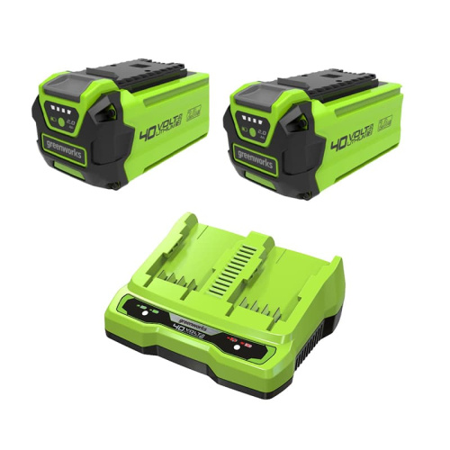 Комплект Greenworks 40V из 2 аккумуляторов 2 Ач и зарядного устройства на 2 слота