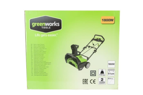 Снегоуборщик Greenworks GES13 1800W 2600507 (51 см) электрический фото 10