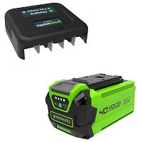 Аккумулятор с USB разъемом Greenworks G40USB2 40V 2939407 (2 Ач) и Зарядное устройство-слайдер Greenworks 40V 2904107 (0,5 А) - купить в сети фирменных магазинов Greenworks! Читать отзывы!
