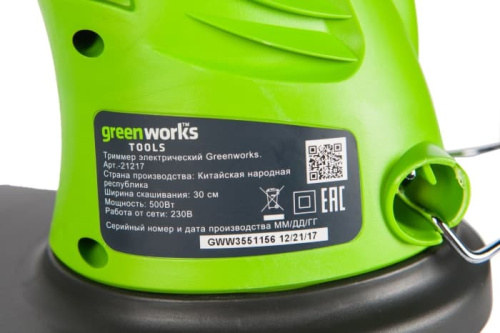 Триммер Greenworks GST5033 500W Basic 21217 (33 см) электрический фото 9